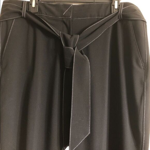 Lane Bryant pants Sz 16 black contrast white zip hook closure four pocket office - Picture 2 of 5